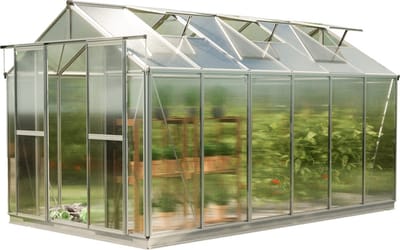 GFP tuinkas SAPHIR 6 aluminium 259x384 cm, 6 mm kanaalplaten polycarbonaat, met fundamentframe & automatische dakraamopener