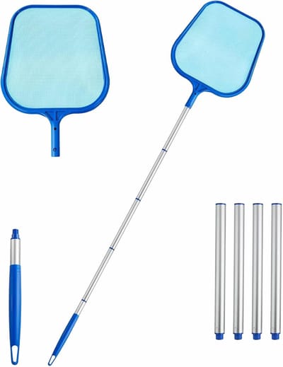 Schepnet Zwembad - Reinigingsnet Vijver - Water Oppervlak Reinigen - Fijnmazig Net - Tot 150 cm - Blauw