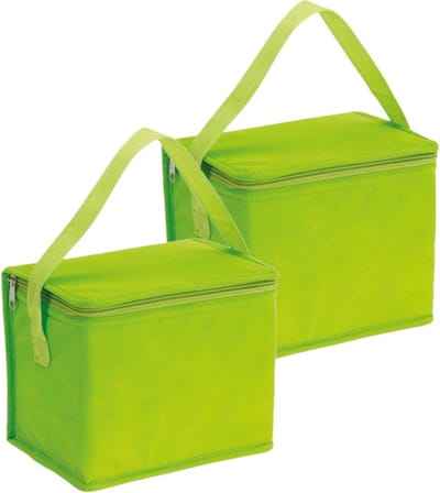 Kleine koeltas voor lunch - 2x - groen - 20 x 13 x 17 cm - 4.5 liter - Koeltassen - medicijnen/sixpack