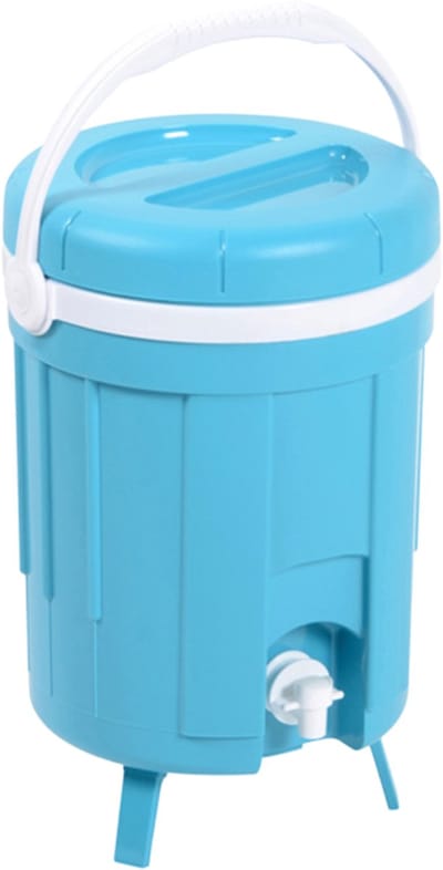 EDA Koelbox drank dispenser - met tap - 8L - kunststof - D27 x H39 cm - limonade/water dispenser - draagbaar