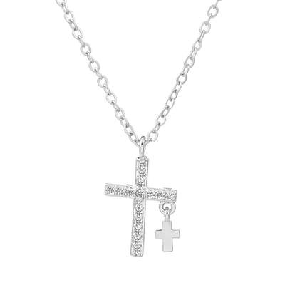 Ketting met twee Kruisjes Zilverkleurig - Geloof Hanger - Faith - Pax Amare