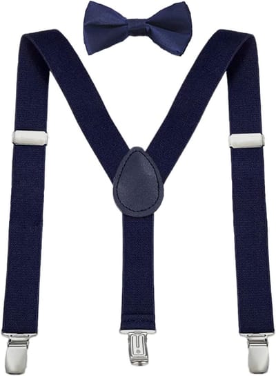 Verstelbare Kindersuspenders met Strikset, Y-vormige Elastische Steunen, Blauw, One Size, Perfect voor Feestjes en Speciale Gelegenheden