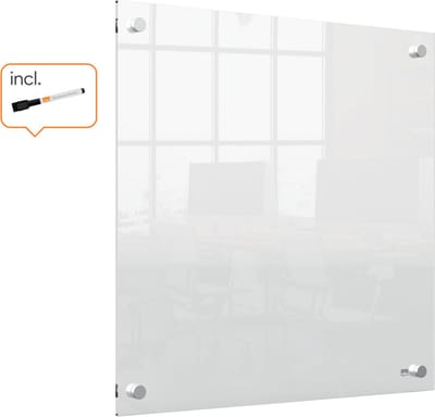 Nobo Draagbaar Wandgemonteerd Mini Whiteboard - 450 x 450 Millimeter - Inclusief Marker - Transparant Acryl