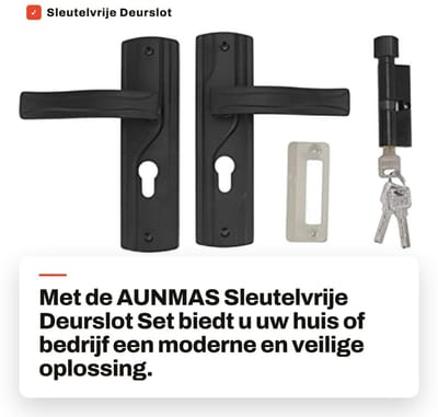 Dailygoods- Deurslot met sleutel - Deurhandle/Slotset - Buitendeur - Vergrendeling - Manganese staal - Zwart - Deurslotset