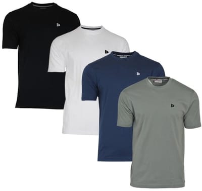 4-Pack Donnay - T-shirt (Vince) - Sportshirt - Heren - Black/White/Navy/Jungle green (717) - maat 3XL