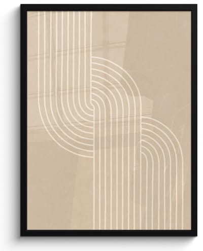 Poster in lijst - Fotolijst 60x80 cm - Posters - Parallelle lijnen - Lichte textuur - Beige - Posterlijst zwart - Decoratie - Wanddecoratie woonkamer - Muurdecoratie slaapkamer