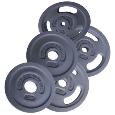 Taurus halterschijf Premium 30mm rubber -  20kg – 30mm boring– grijs – gerubberd gietijzer – halterschijf – gewicht - haltertraining – met grepen