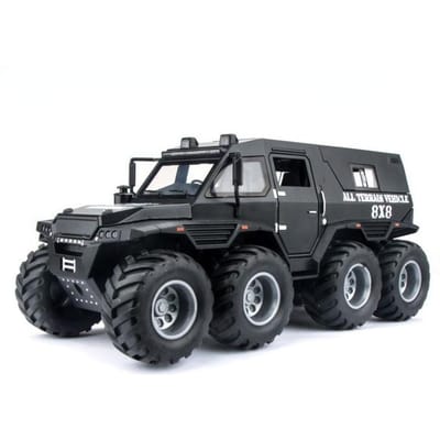 1:24 Legering Automodel Russische Avtoros Shaman 8*8 Diecasts Off-Road Voertuig Met Licht Geluid Pull Back Functie Suv Voor Jongens Cadeaus