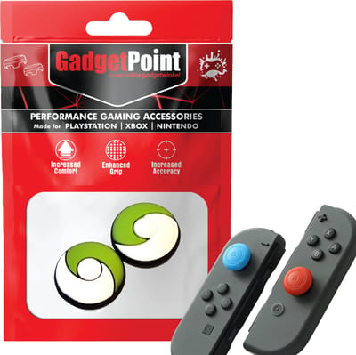 Gadgetpoint - Thumb Grips voor Nintendo Switch Joy-Con Controllers - Gaming Thumbgrips - Performance Anti-Slip Thumbsticks - Bescherming Accessoires - Rond - Groen