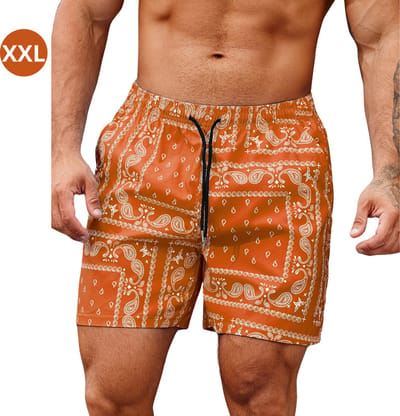 Bovista Zwembroek Heren - Zwem Broek Mannen - Badkleding - Zwemmen - Jongens - Swimming Shorts - Zomerbroek - Met Zakken - Rood Oranje - Maat XXL