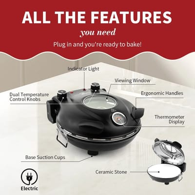Zolara Elektrische Pizza Oven - Pizzamaker - Elektrisch - Pizzapan - Zwart