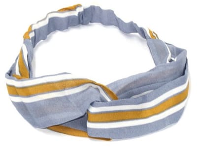 Haarsoires Haarband Twist 4cm – Streepprint – Gladde Stof – Geel Wit Grijs - Zachte Knoop Hoofdband - Haaraccessoire voor Dames & Meisjes