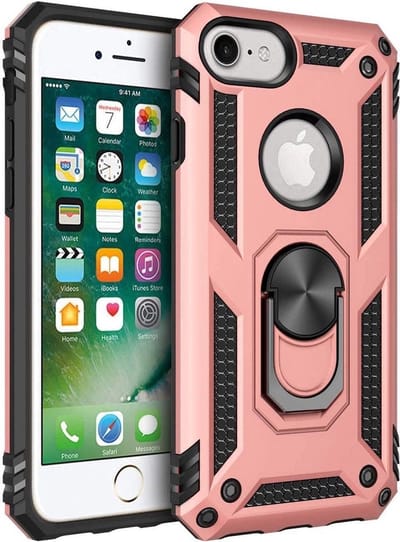 Anti-Shock Hybrid Ring Armor Hoesje Geschikt voor: iPhone 7 / 8 Plus - Rosegoud