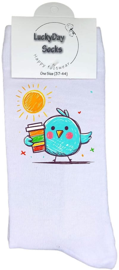 LuckyDay Socks - Vogel sokken - Grappige Cadeaus voor Dames en Heren - Verjaardags cadeau vrouw en man - Vrolijke sokken - Valentijns cadeau - Grappige sokken - Leuke sokken - Leuke dames en heren sokken - Maat 37-44