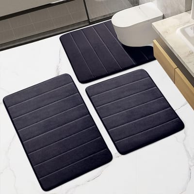 Badmat Anti-Slip - Badmat Antraciet 70x120cm - WC Tapijt Pluizige Vloermat of Antislipmat voor Douche Toilet of Badkamer - Geschikt voor Vloerverwarming