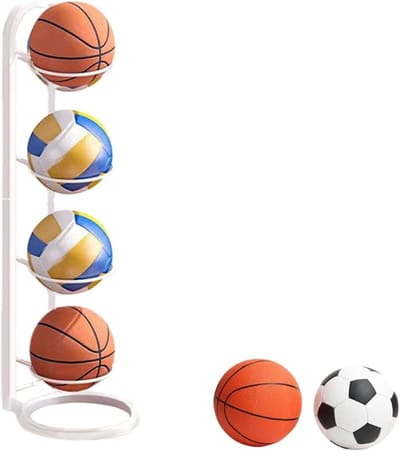 Voetbalstandaard met 4 Niveaus voor Efficiënte Opberging van Voetballen, Sportaccessoires en Organisatie in Garage of Tuin
