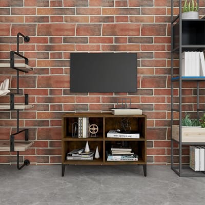 vidaXL - Tv-meubel - met - metalen - poten - 69,5x30x50 - cm - gerookt - eikenkleurig