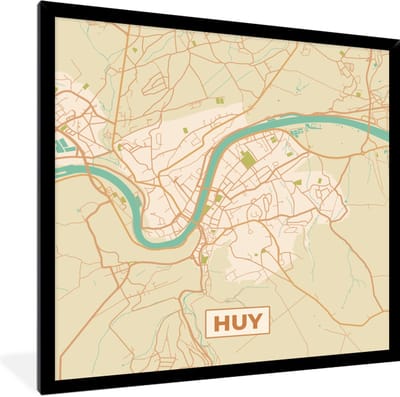 Fotolijst incl. Poster - Plattegrond - Kaart - België - Huy - Stadskaart - 40x40 cm - Posterlijst