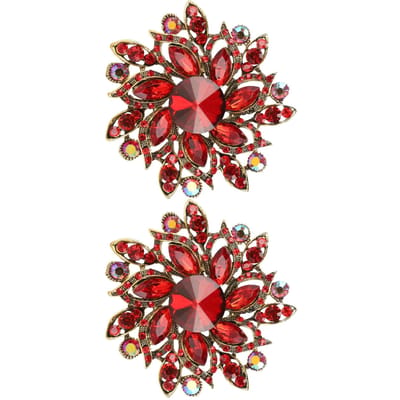 2 Stuks Bloemenbroche Retro Diamant Mode Kleding Pak Revers Corsage AccessoiresRood rood