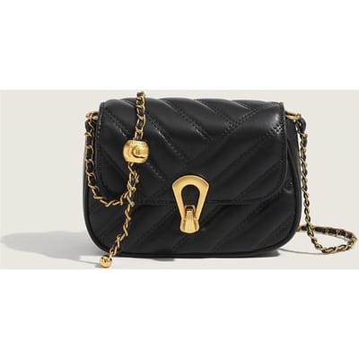 Crossbody Tas voor Vrouwen, Zwarte Kettingtas, Kleine Vierkante Tas, Niche Design, High-end Textuur, Schoudertas