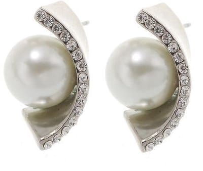 Behave - Oorknoppen met glasparel en kristalsteentjes - Elegante sieraden