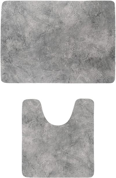 Tendance badkamer matten set Calm Concrete - toiletmat/badmat - microfiber - antislip