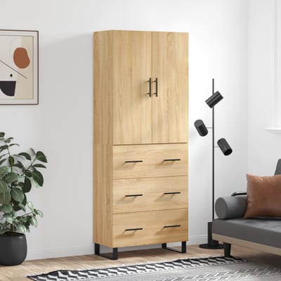 vidaXL - Hoge - kast - 69,5x34x180 - cm - bewerkt - hout - sonoma - eikenkleurig