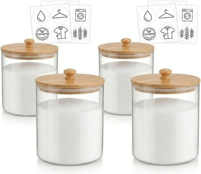 4 Stuks Hoge Capaciteit Plastic Opbergdozen voor Waspoeder en Vloeibaar Wasmiddel
