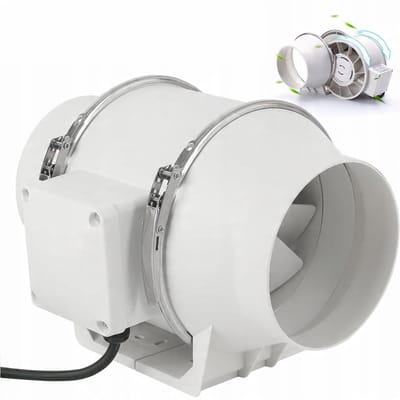 Kanaalventilator - Afzuigventilator - 100mm IP44 Waterdicht - Stil & Krachtig - 310m³/h Luchtstroom - Zuur- en stofbestendig - Voor Keuken & Badkamer