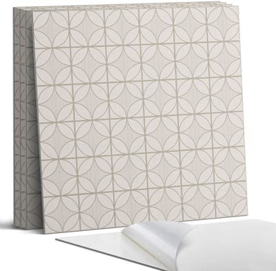 Coloray Wandpanelen Zelfklevend - Geometrisch patroon met cirkels Zelfklevende Wandpanelen - 50 cm x 50 cm - Beige Wandpaneel PVC - 4 stuks - Mozaïeken Wandpanelen Zelfklevend - Wandpaneel Keuken - Wandpanelen Badkamer