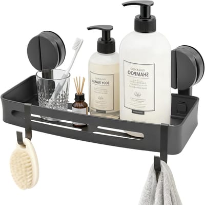 Aluminium Badkamer Organizer met Zuignap, Geen Boren Nodig, Ideaal voor Douche en Badkameropslag