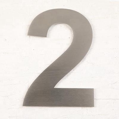 Promessa-Design - Huisnummer 2 RVS geborsteld - 30 cm hoog - 2 mm dik - Arial30