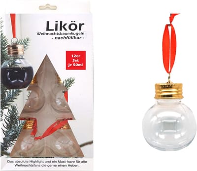 Stern Fabrik kerstballen vulbaar -likeur/drank/vloeistof - 12x -50 ml - kunststof -6cm