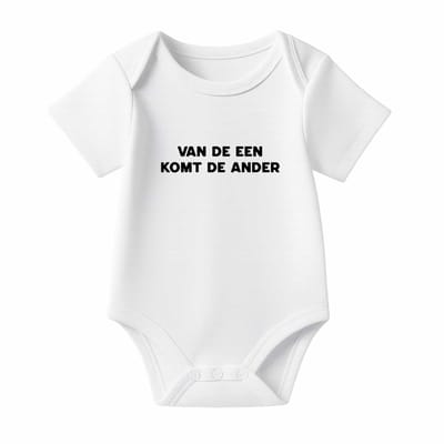 Romper Baby Aankondiging – Van de een komt de ander – Wit – Korte mouw – Maat 86/92