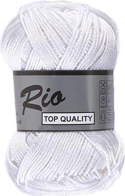 Lammy Yarns Rio katoen garen - wit (005) - naald 3 a 3,5 mm - 5 bollen