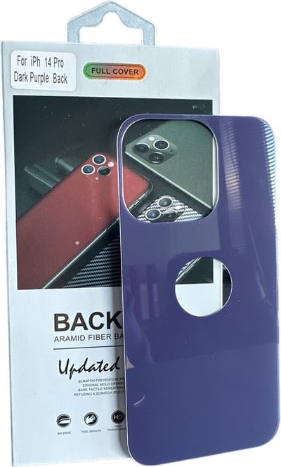 Armid Fiber Achter glas beschermer Geschikt voor: Apple iPhone 14 Pro (Dark Purple) Achterkant Temper Glass Protector - Back Screen Protector
