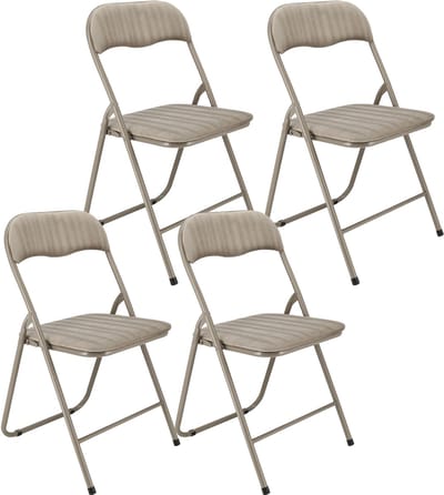 Klapstoelen – Set van 4 Fluweel Beige Taupe – Opklapbare Stoelen met Velvet Bekleding – Extra Zitplaatsen voor Eettafel – Beige