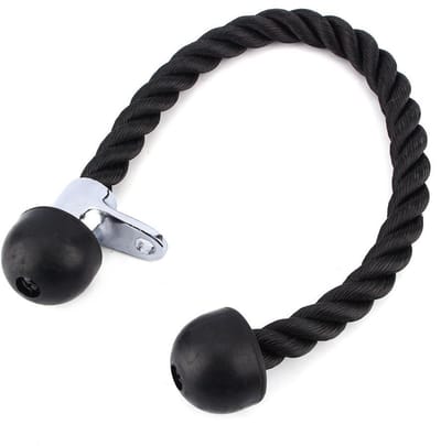 Dailygoods- Triceps Touw - Gevlochten Nylon - Zwenkopzetstuk - Thuis/Sportschool - Comfortabele Grip - 70 cm Lengte - Fitness Touw