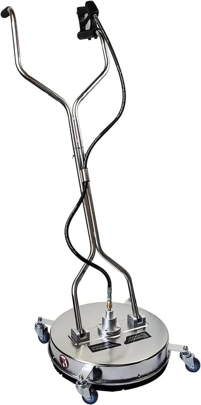 20 Inch Oppervlakte Cleaner voor Hogedrukreiniger, 4000 PSI, RVS, Terrasreiniger, Vloeraccessoires, Inclusief 2 Reserve Spuitmonden
