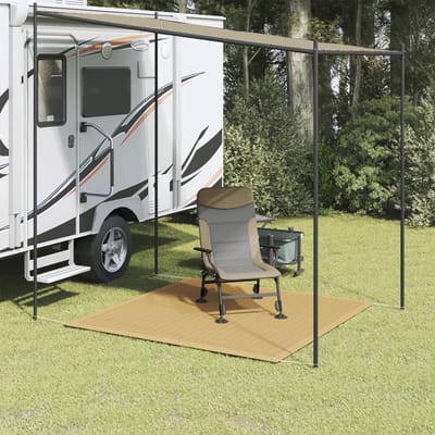 Tenttapijt - Buitentapijt Terrastapijt - Kampeercomfort Vergroten - UV-bestendig Met Oogjes - 200 x 200 cm - Zandkleur
