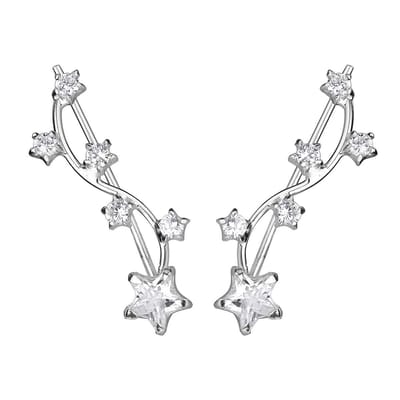 Joy|S - Zilveren ear climbers oorbellen - ster fantasie - zirkonia