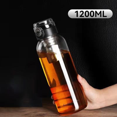 Zomer Grote Capaciteit Kantoorbeker Thee Water Scheiding Glas Hoge Temperatuur Draagbaar Draagbare Theekop Voor Mannen 0.75L-2L black