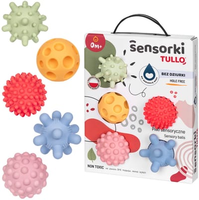 Tullo Sensorische ballen zonder gat- pastel - Set van 5- 0m+ 0+ maanden 0m+