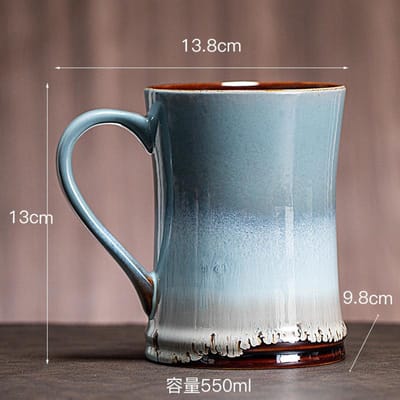 Tasse en céramique 550 ml Une grande théière Grande capacité Tasse à bière Ustensiles de cuisine et de bar Céramique à glaçure de four créative Tasses ménagères 550ml