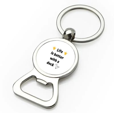 Akyol - life is better with a duck flesopener - Eend - eenden liefhebbers - verjaardag - cadeau - kado - geschenk - 9 bij 3 cm