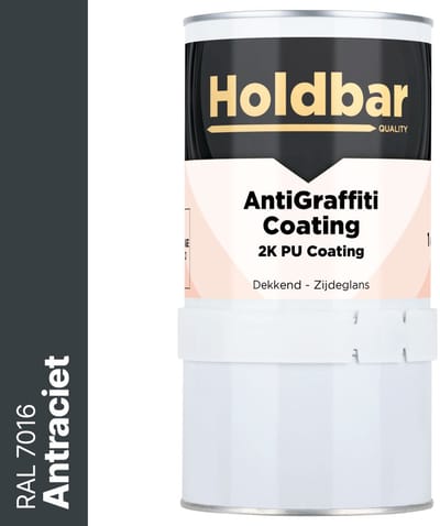 Holdbar Anti Graffiti Coating Antracietgrijs (RAL 7016) 1 Kg - Maakt Graffiti verwijderbaar - Graffiti Verwijderen - In Alle Kleuren - Voor Steen, Beton, Hout, Metaal en Tegels