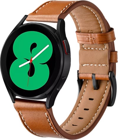 By Qubix - Geschikt voor Garmin bandje - lederen bandje - Bruin - Geschikt voor Garmin Vivoactive 6 / 5 / 3 - Smartwatch bandje 20mm