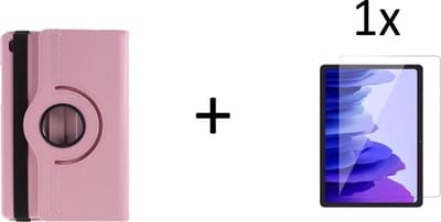 Draaibaar Hoesje - Rotation Tabletcase - Multi stand Case Geschikt voor: Samsung Galaxy Tab A7 10.4 Inch (2020) T500/T505 - Lichtroze + 1x screenprotector