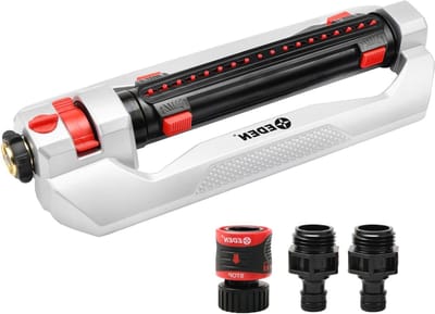 Metalen Turbosproeier - Gazon Sproeier - Grote Tuin Besproeien - Instelbare Dekking - 4000m² - Rood Grijs