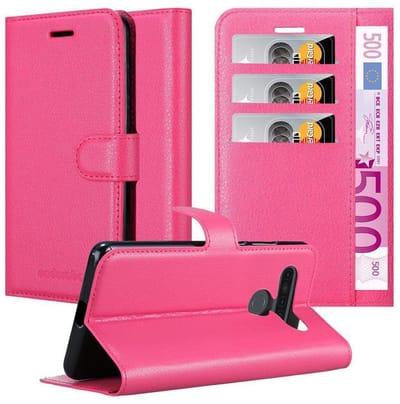 Cadorabo Hoesje geschikt voor LG K41S in KERSEN ROZE - Beschermhoes met magnetische sluiting, standfunctie en kaartvakje Book Case Cover Etui